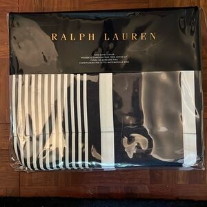 Ralph Lauren king size duvet, cover, striped white, and navy blue